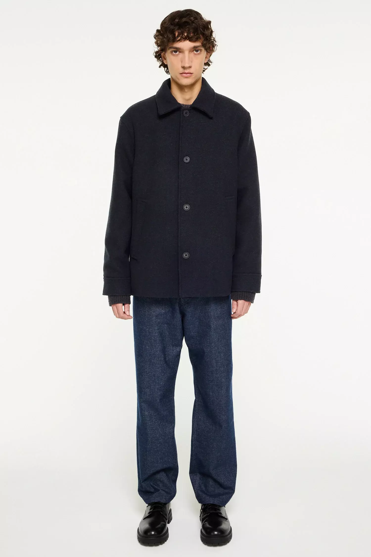 Elvine Ciaran Wolltwill Jacket Navy Melange Herren Wolljacke blau